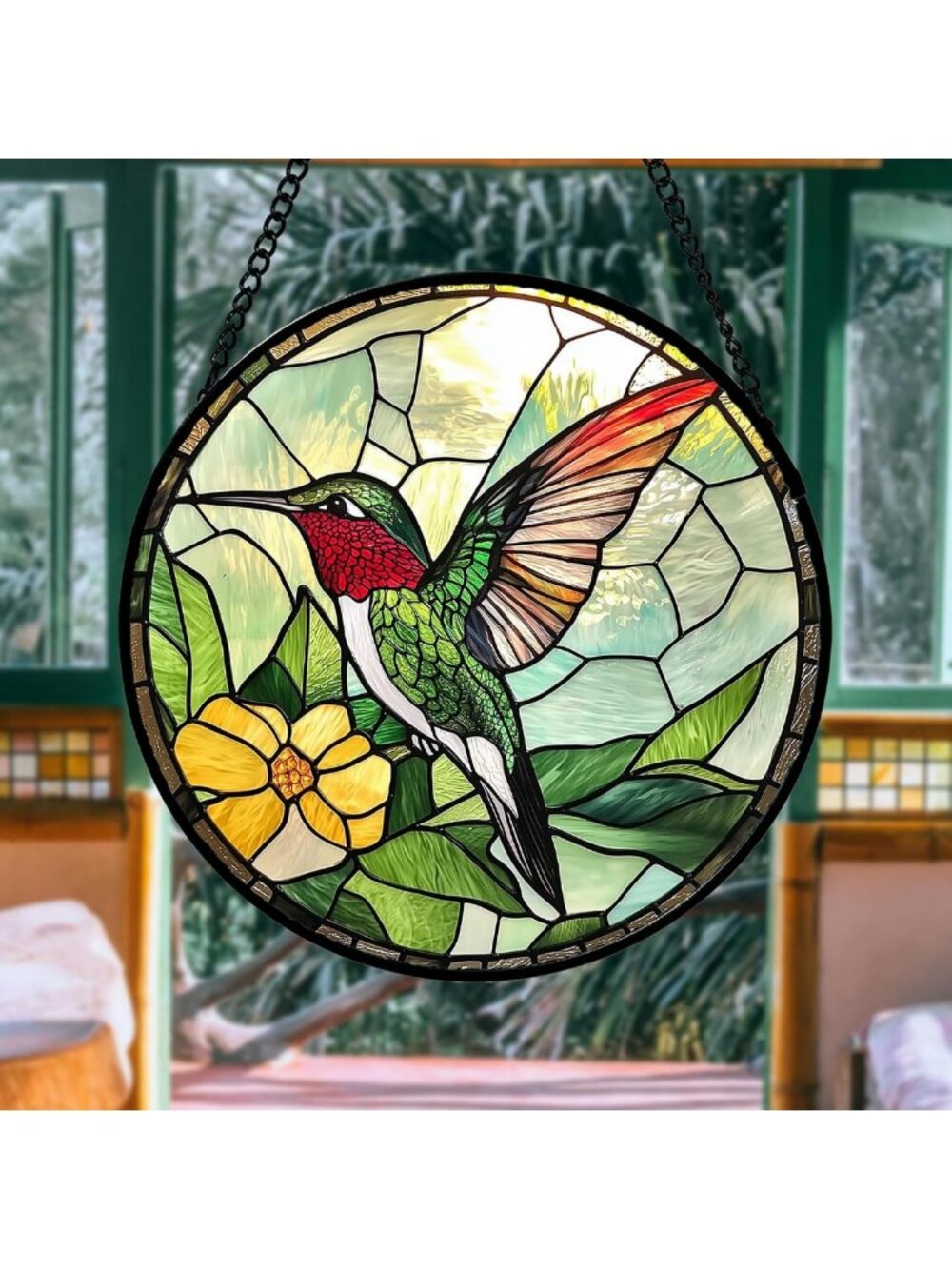 Stained Glass Hummingbird Suncatcher Window Decor, Unique Gifts for Her 15